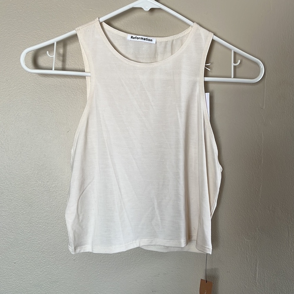 Reformation Cream Sleeveless Crop Tank